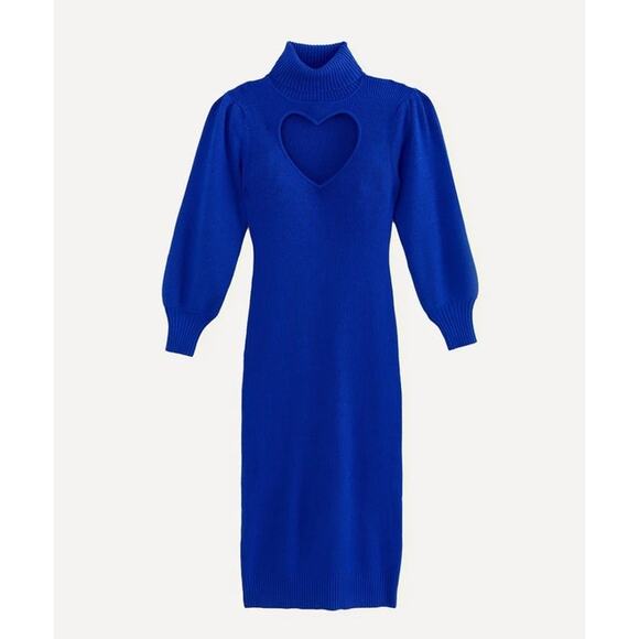 FARM Rio cobalt blue Heart Neckline Blue Knit Dress size XS - Picture 3 of 13